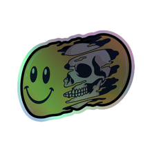 Load image into Gallery viewer, SMILEY SKULL HOLO STICKER
